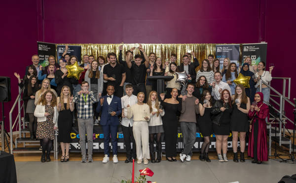 Group shot of the award winners at the Sixth Form Campus. 