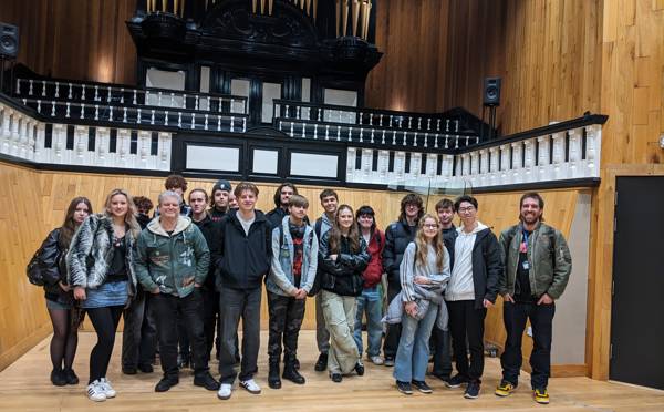 COPC Music Technology students and lecturers at the Abbey Road Institute.