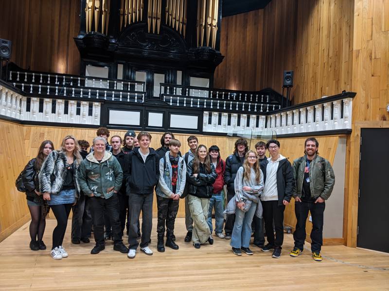 COPC Music Technology students and lecturers at the Abbey Road Institute.