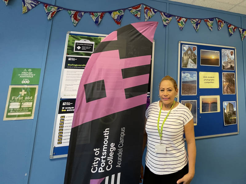 Mariana seen with some of the bunting she's made at our Arundel Campus.