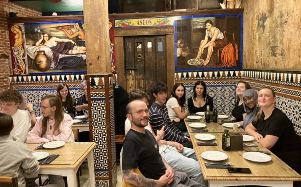 COPC students at a famous tapas restaurant during their four-day visit to Madrid.