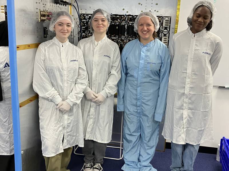 Three of our students seen with an Airbus employee.