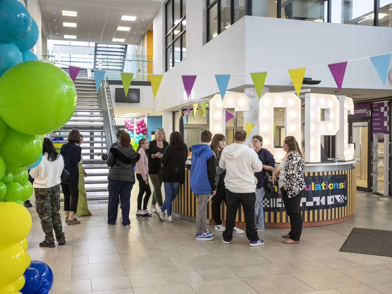 Highbury Campus reception on Level 2 results day