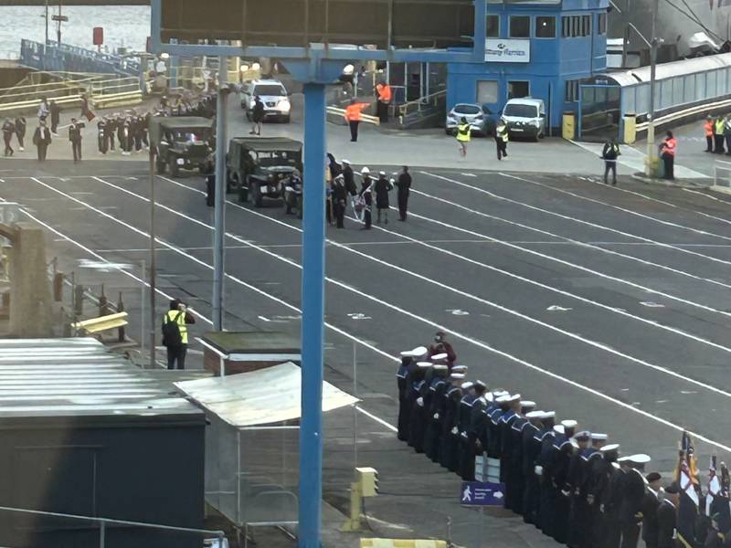 Flamme de Liberte guard of honour at Portsmouth International Port