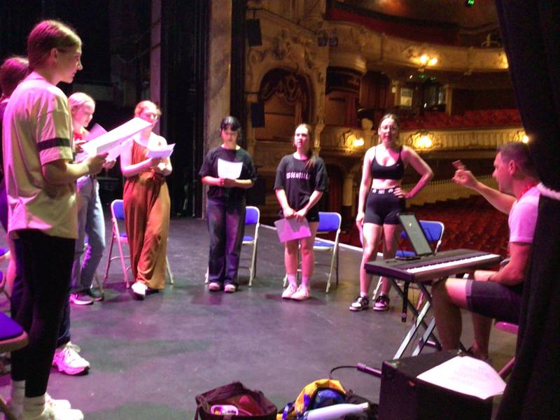 Interested school leavers on stage at the King's Theatre