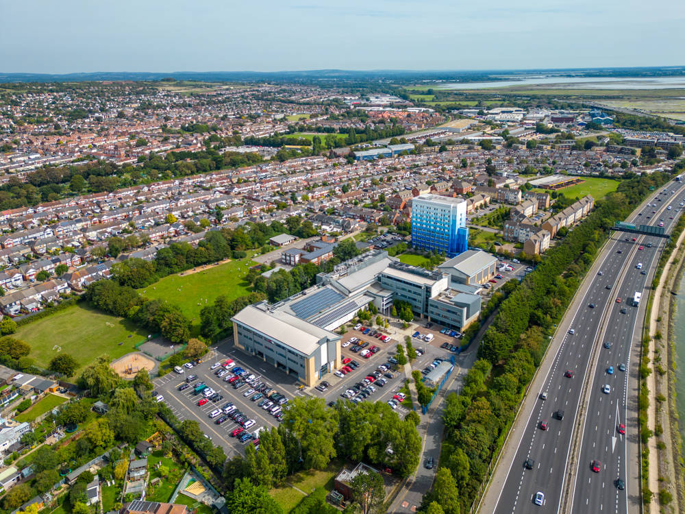 City of Portsmouth College – Highbury Campus, viewed from the sky