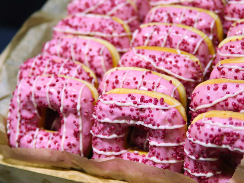 Pink donuts at the City of Portsmouth College open event, May 2024.